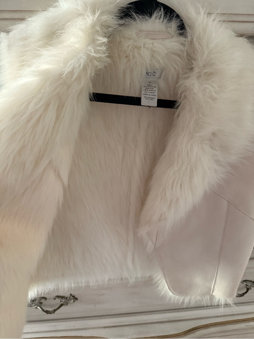 Cache Womens Cream Faux Suede Fur Cropped Vest Small Ivory Open Front - Picture 3 of 6